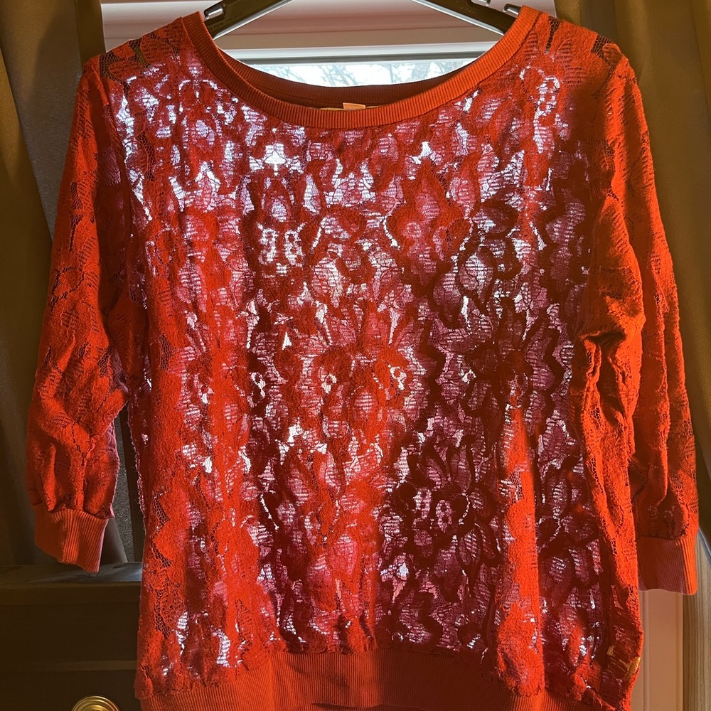 LC Lauren Conrad Scarlet Lace Blouse